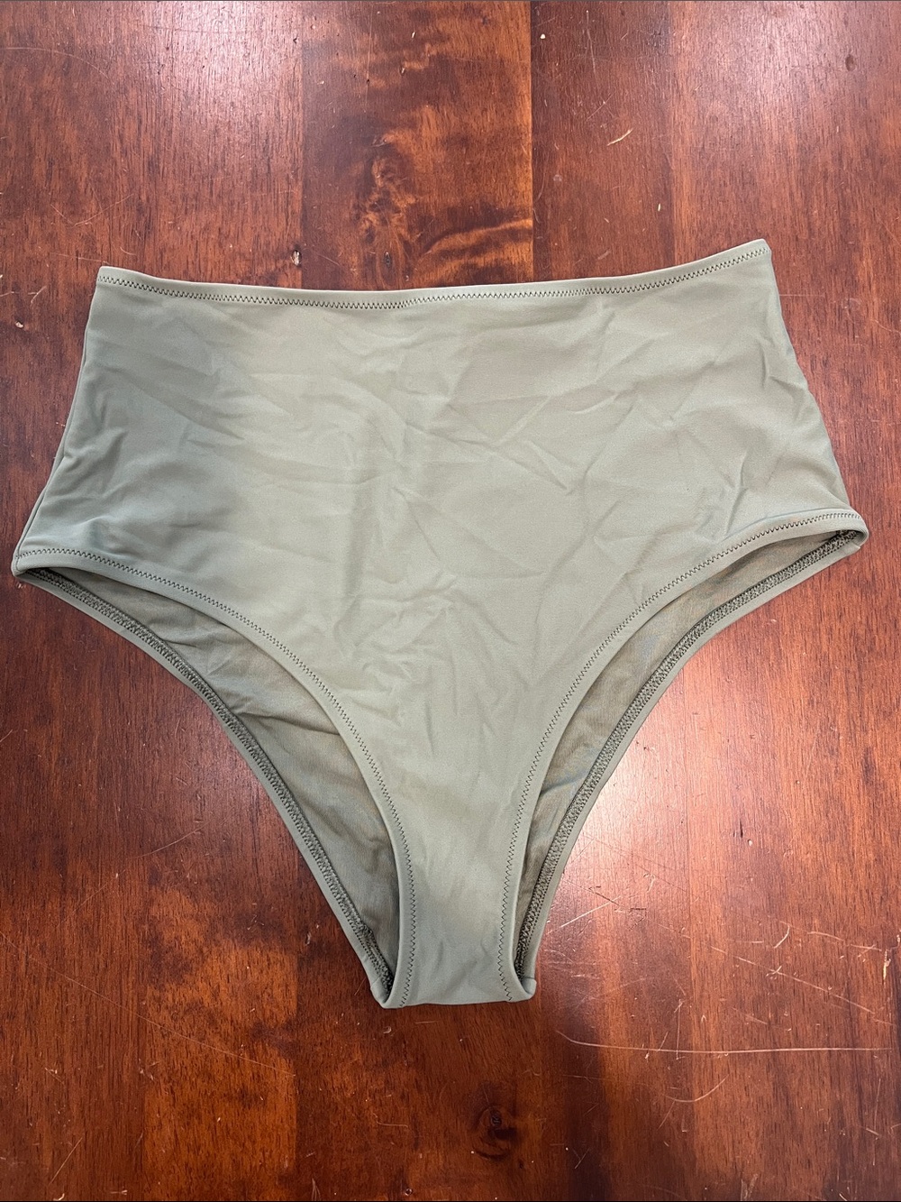 aerie High-Waisted Cheeky Bikini Bottom in Olive Green